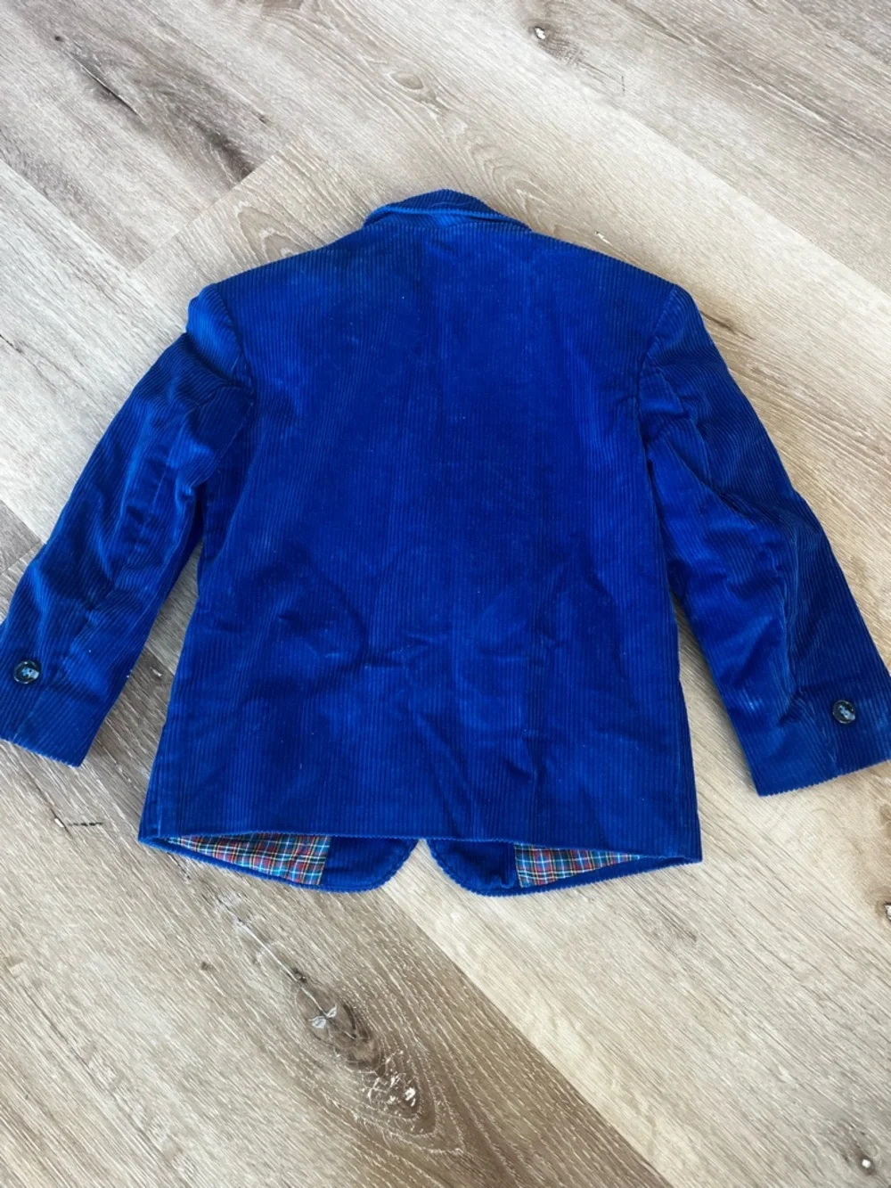 Blue Corduroy Blazer with Plaid Interior